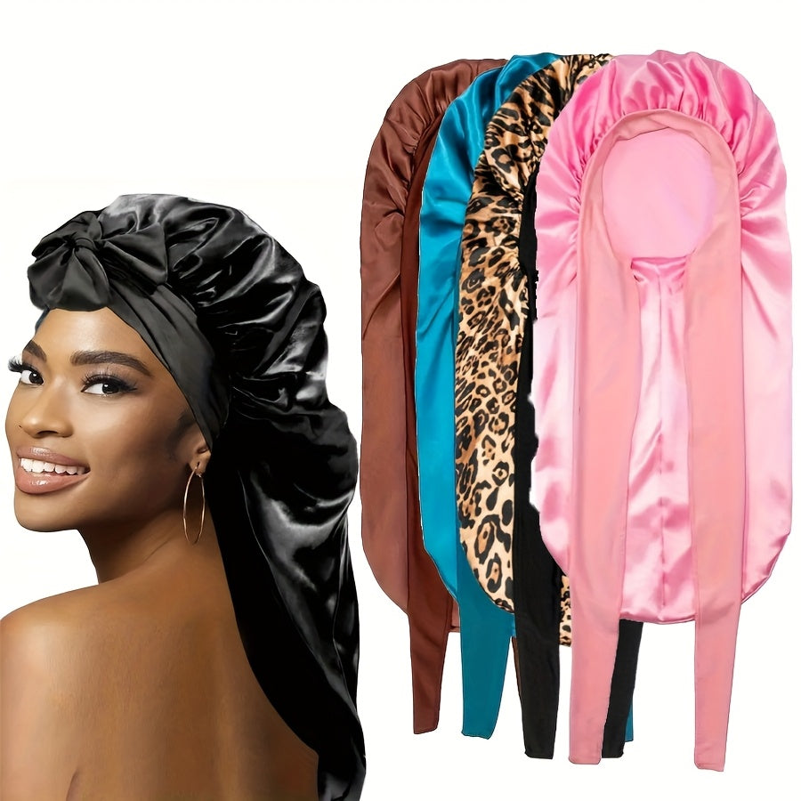 LOCKMIO Women'S Satin Sleep Cap, Hypoallergenic Polyester, Breathable Soft Hair Bonnet with Elegant Bow, Casual Night Sleep Hat for All Hair Types